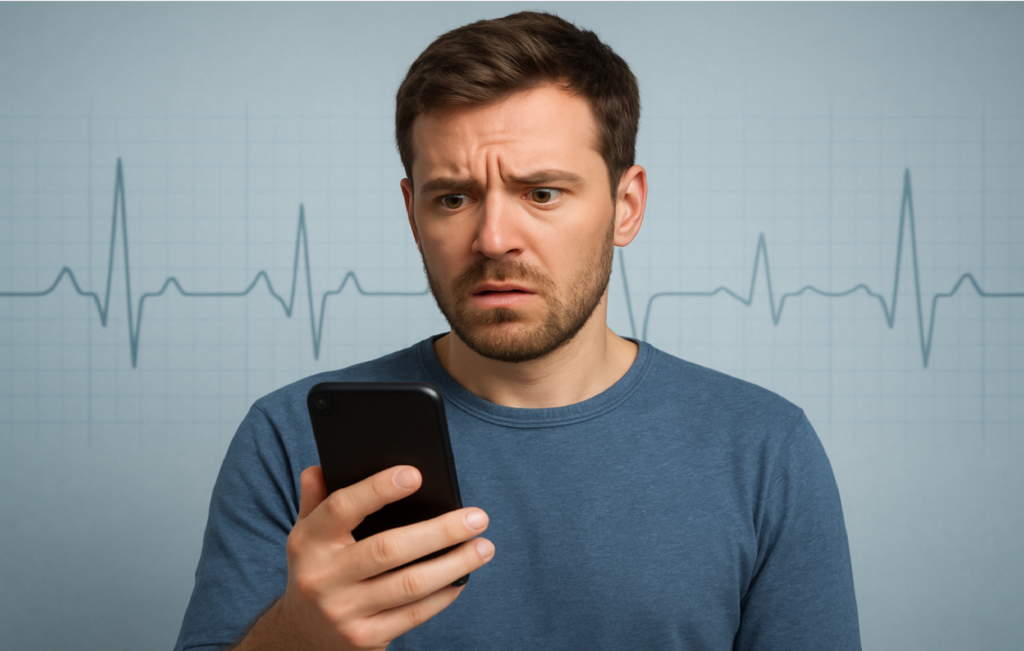 Person searching heart attack symptoms online instead of visiting cardiologist in PCMC Pune