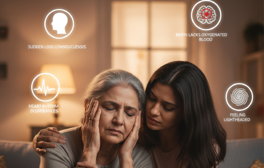 Dizziness or fainting spells due to poor heart circulation