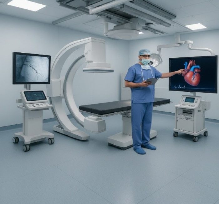 Cardiologist in PCMC explaining a heart with advanced cardiac imaging systems